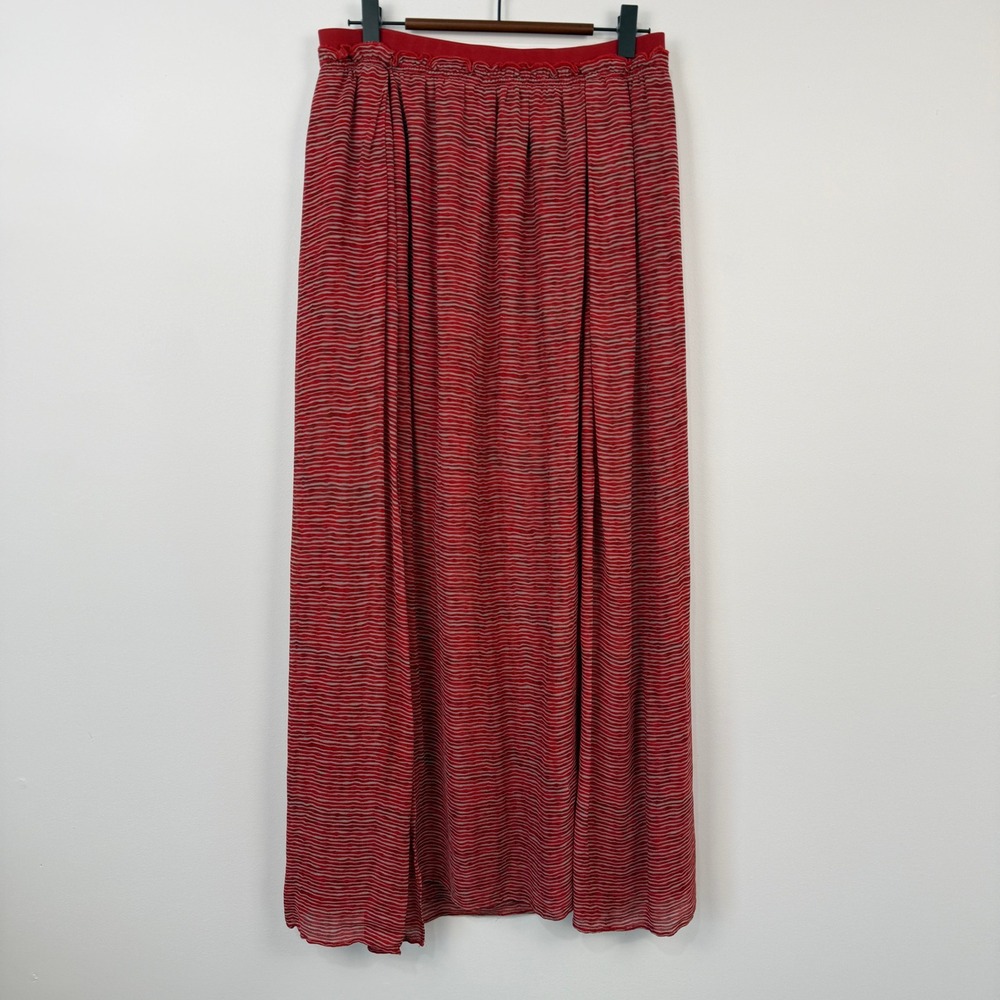 Sundance‎ Maxi Skirt Womens Medium Red Striped Boho Flowy Lined Viscose